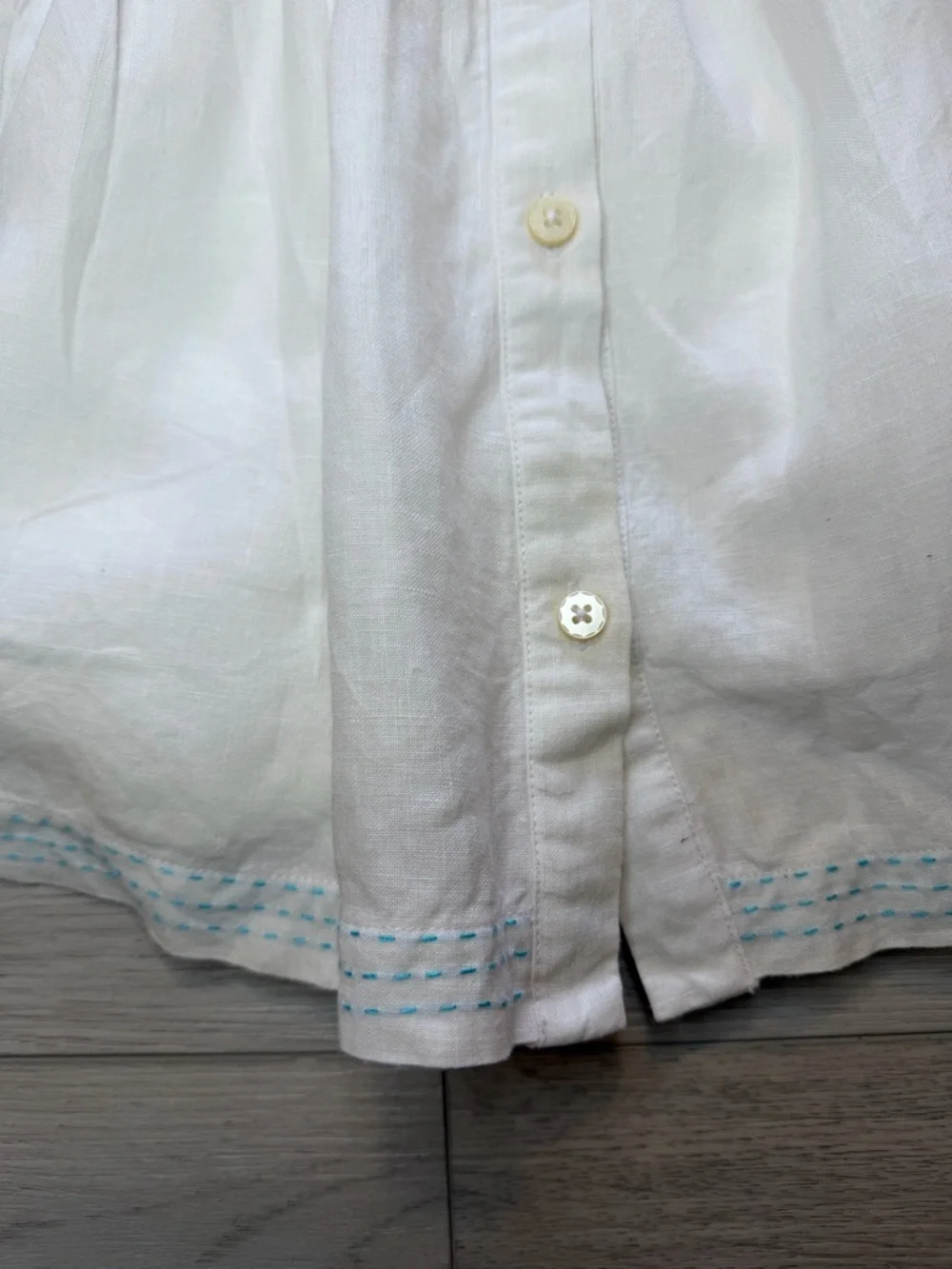 Janie And Jack Pickstitched Linen Dress Sz 2 2T White Ruffle Photo Shoot Classic